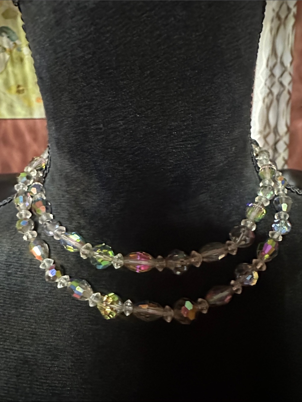 Crystal Aurora Glass Bead Double-Strand Necklace - Clear